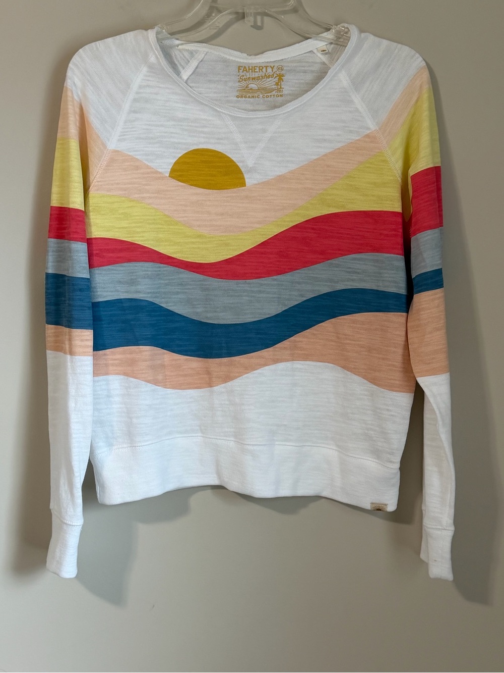 Faherty Women's Sun Crewneck Shirt Size XS Organic Cotton Sunset